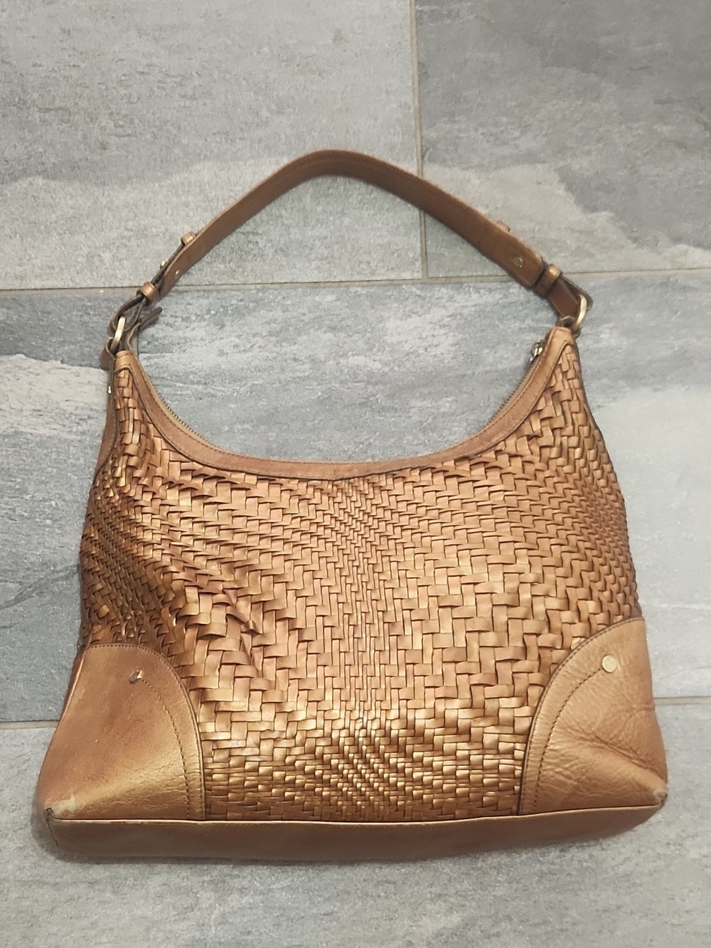 Cole Haan Bronze Woven Shoulder Bag